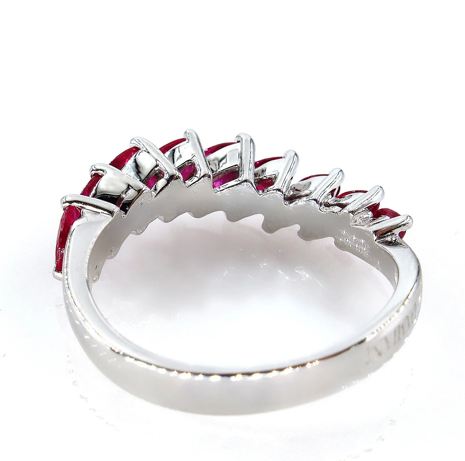 DAMIANI 2.0ct Red RUBY Marquise Estate Wedding ANNIVERSARY 18k White Gold Band Ring