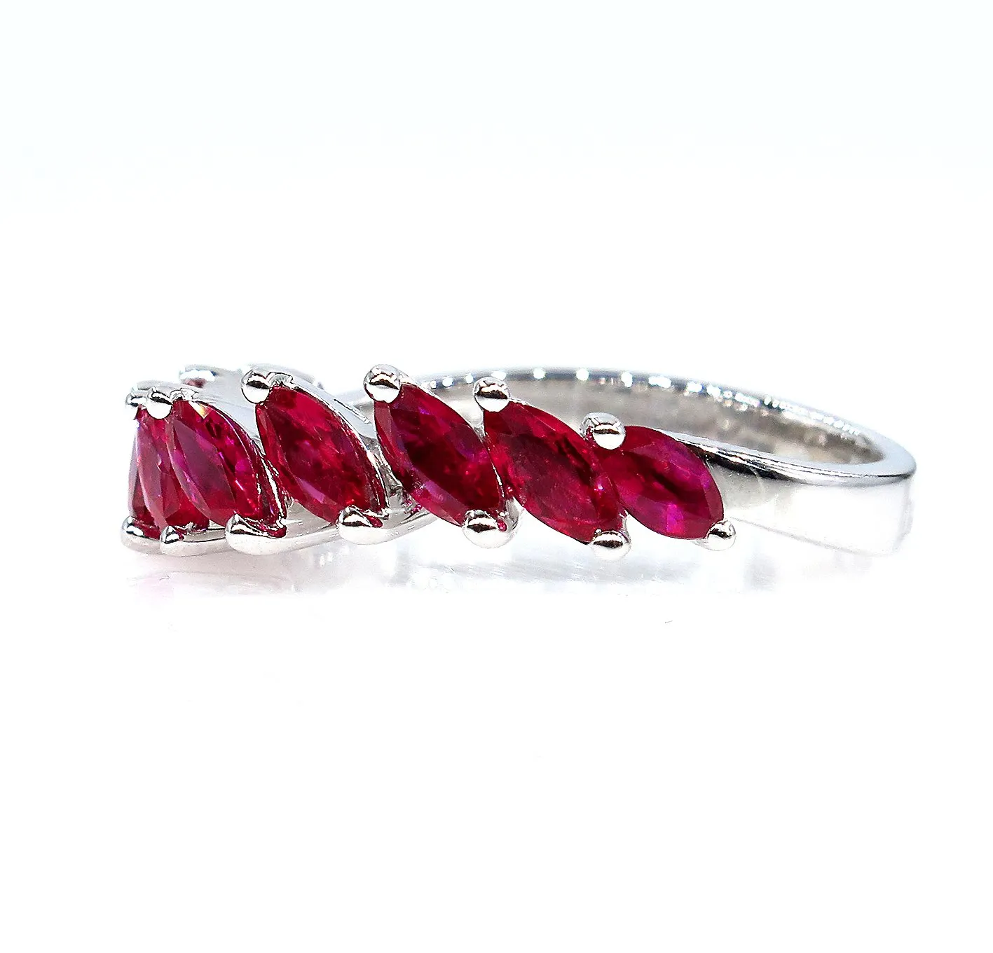 DAMIANI 2.0ct Red RUBY Marquise Estate Wedding ANNIVERSARY 18k White Gold Band Ring