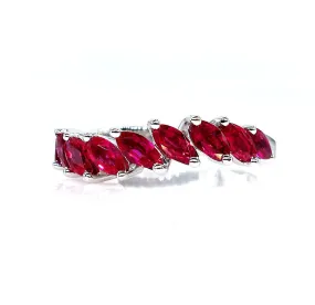 DAMIANI 2.0ct Red RUBY Marquise Estate Wedding ANNIVERSARY 18k White Gold Band Ring