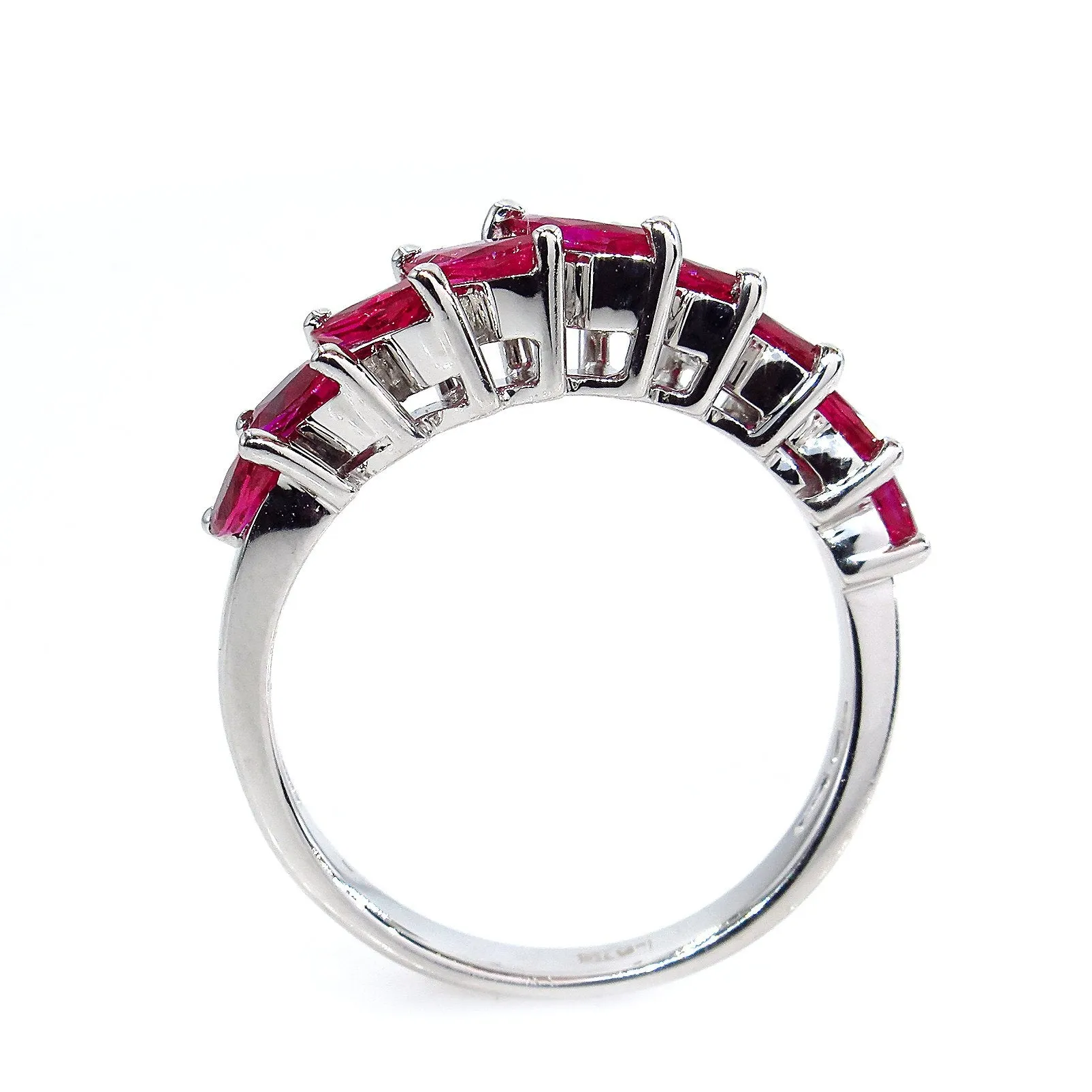 DAMIANI 2.0ct Red RUBY Marquise Estate Wedding ANNIVERSARY 18k White Gold Band Ring