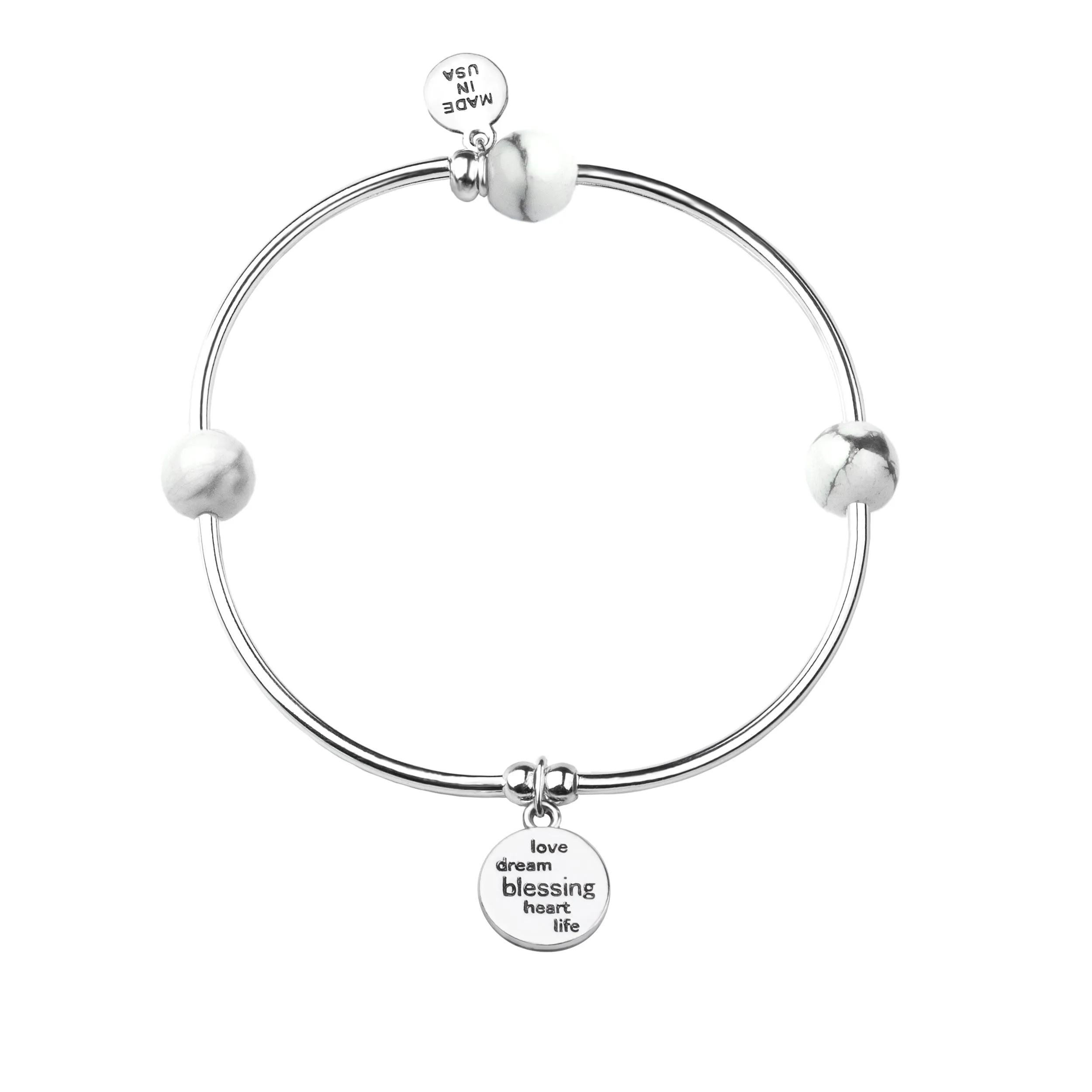 Daughter | Soft Bangle Charm Bracelet | Amazonite