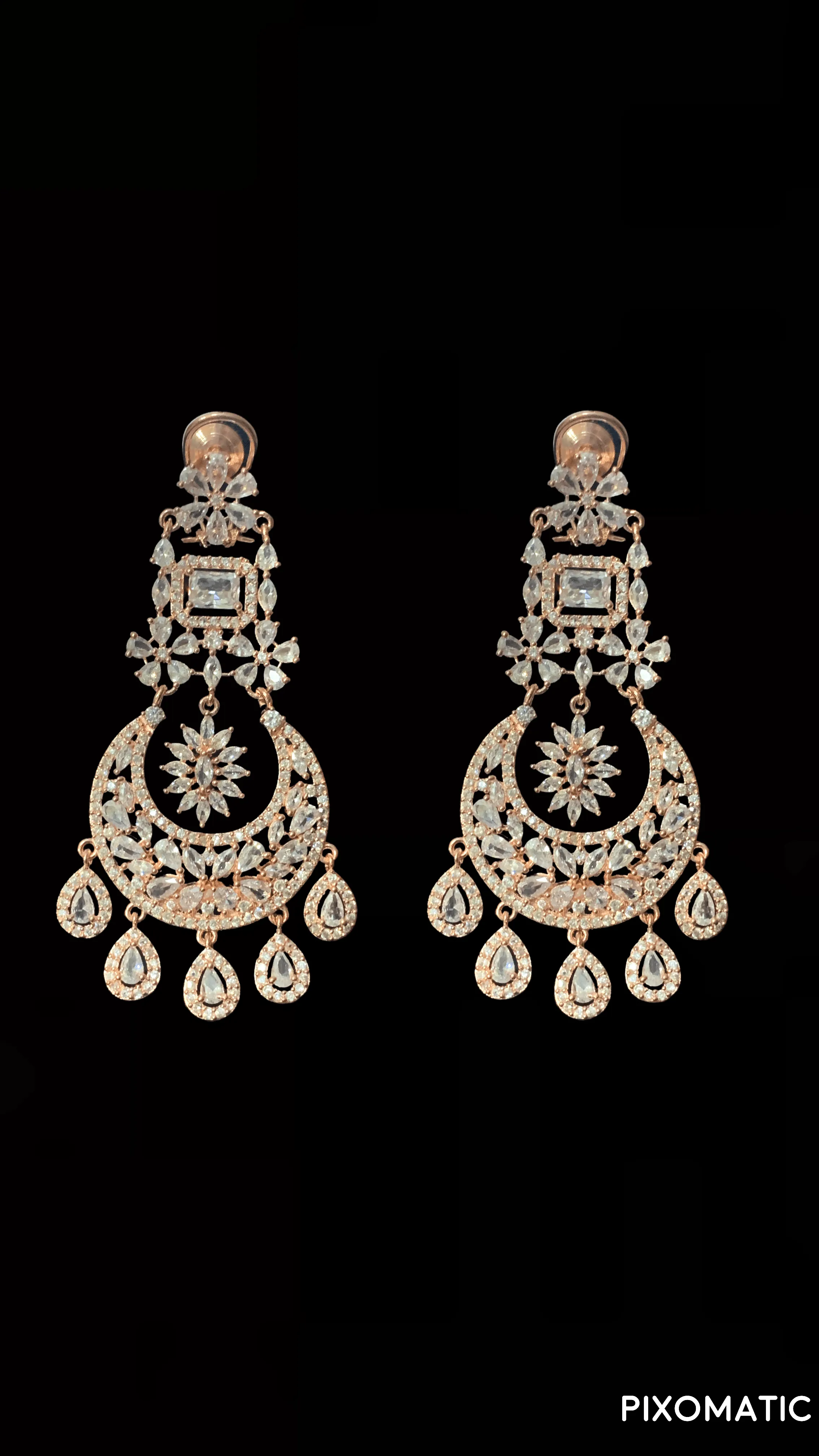 DER541 Mina cz earrings - rose  gold plated  ( READY TO SHIP )