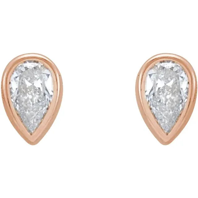 Diamond Pear Bezel Studs