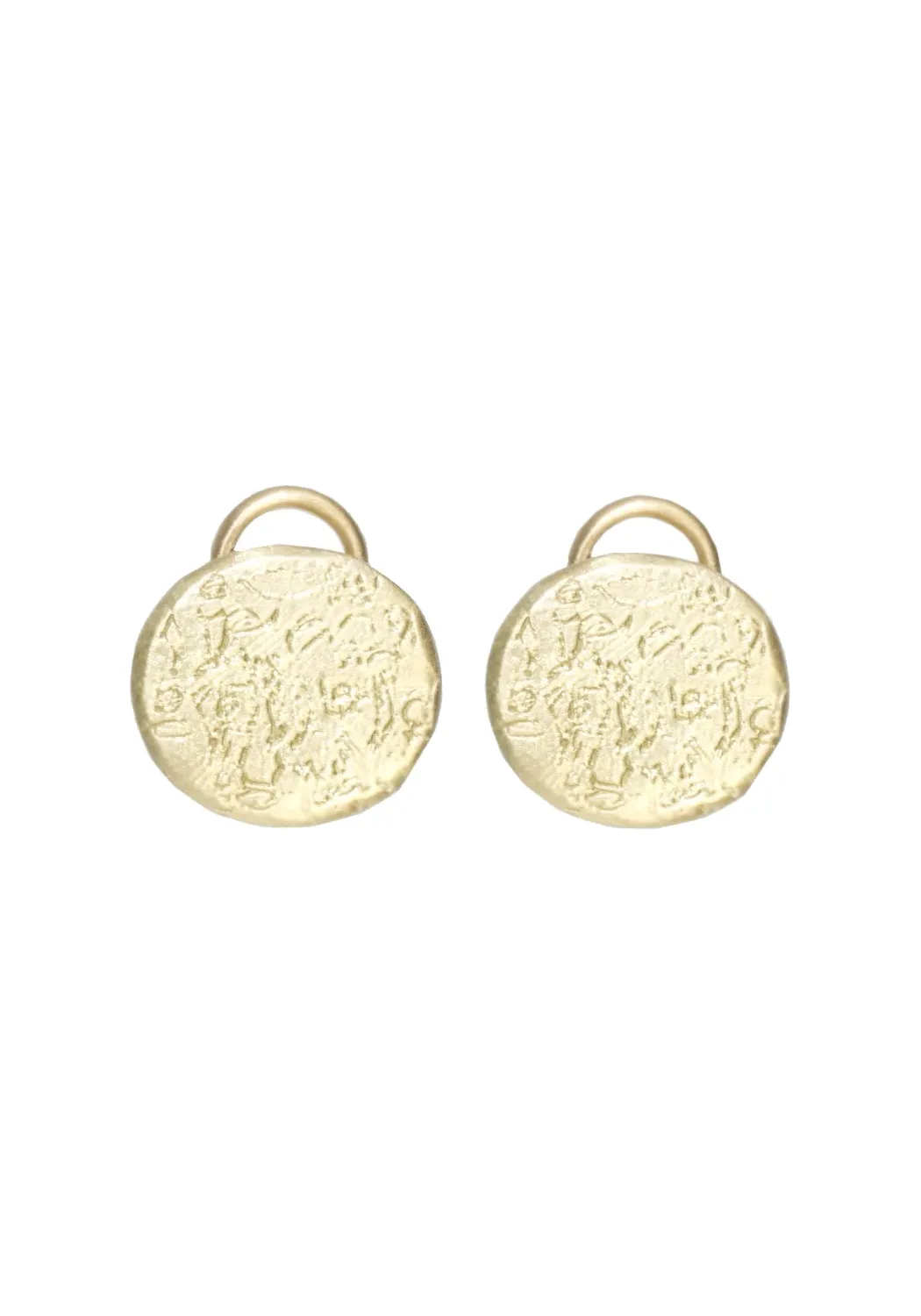 Dominique Cohen Textured 18KYG  Button Coin Earrings