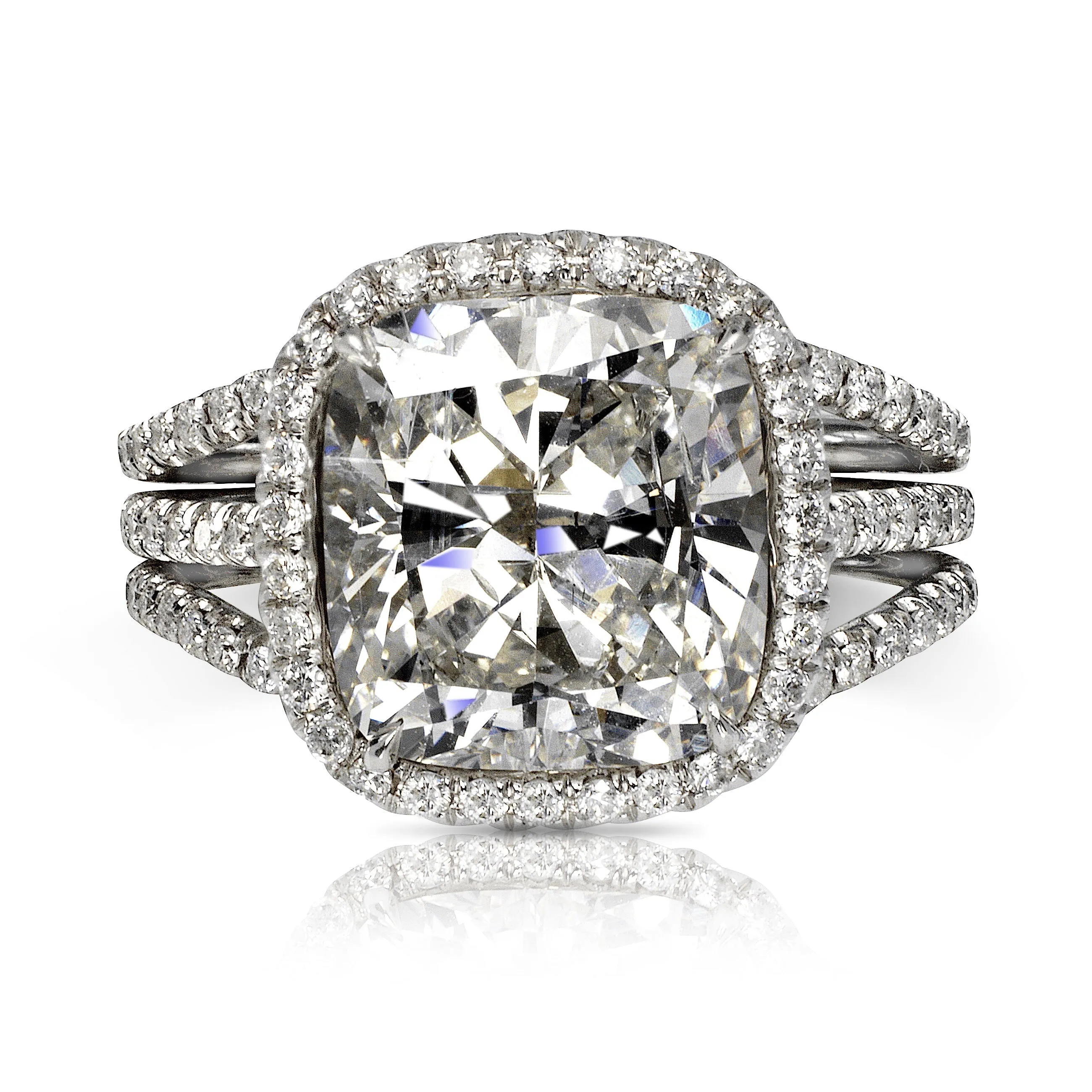 DONNA 7 CARAT CUSHION CUT F COLOR VS2 CLARITY DIAMOND ENGAGEMENT RING 18K WHITE GOLD CERTIFIED 5 CT F VS2 BY MIKE NEKTA