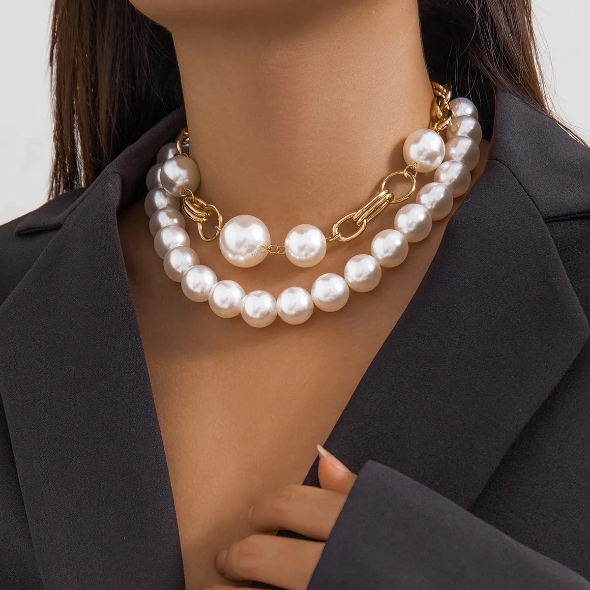 Double Layered Faux Pearl Necklace