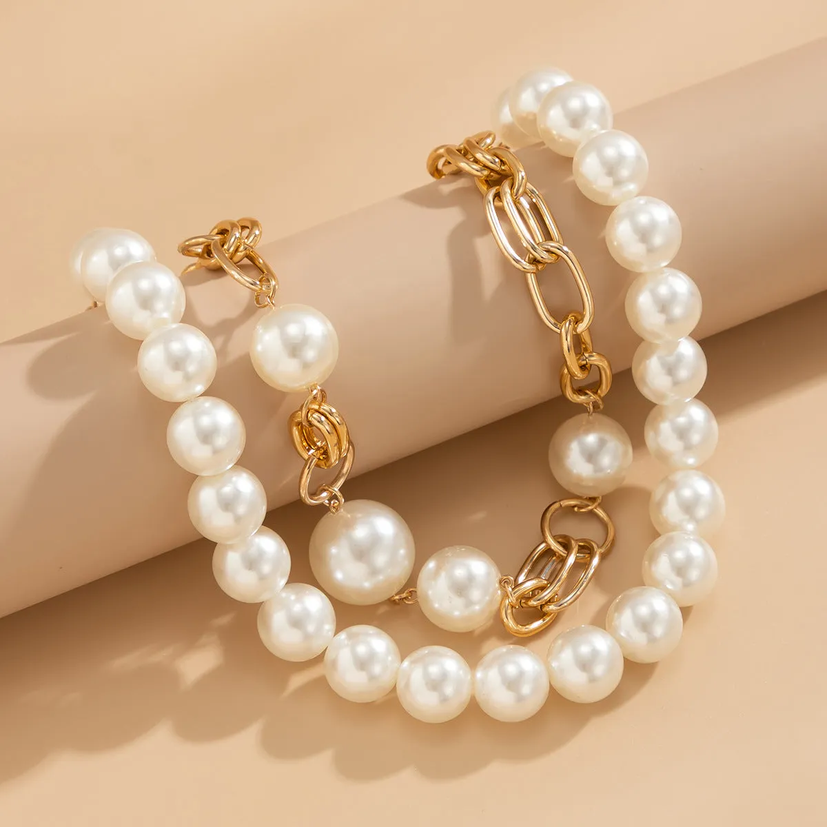 Double Layered Faux Pearl Necklace