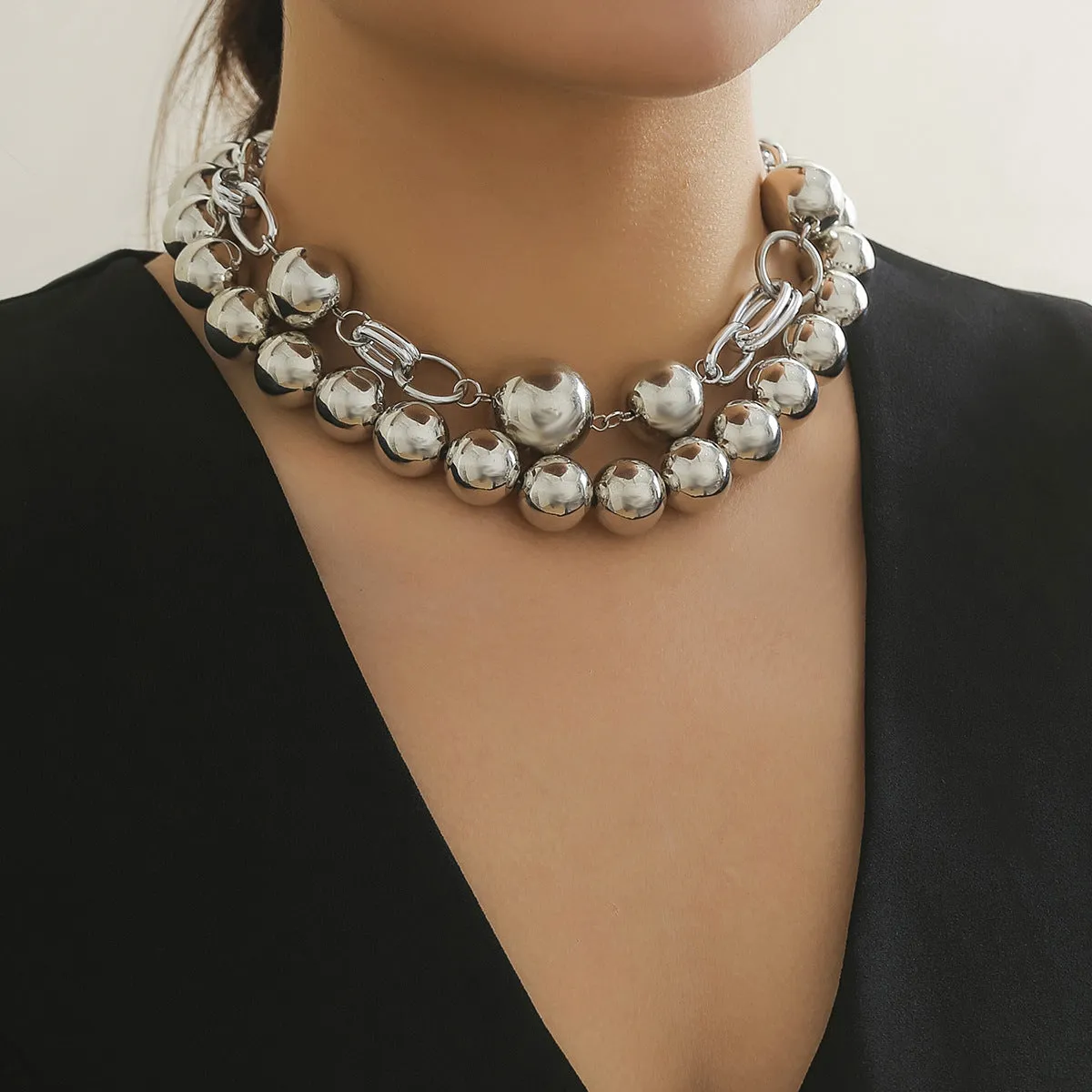 Double Layered Faux Pearl Necklace