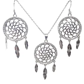 Dreamcatcher necklace and earrings