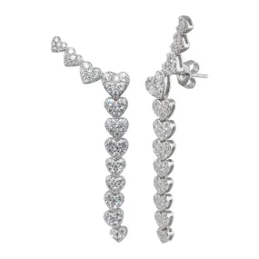 Drop Pave Heart Earrings