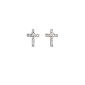 Ear Sense Earring CH236 Silver Crystal Cross Stud