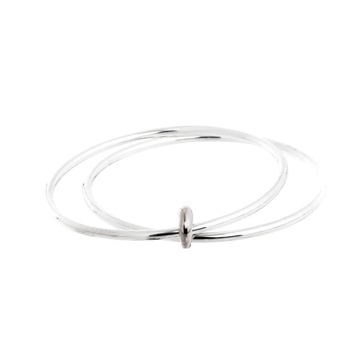 Eclipse Silver Double Bangle