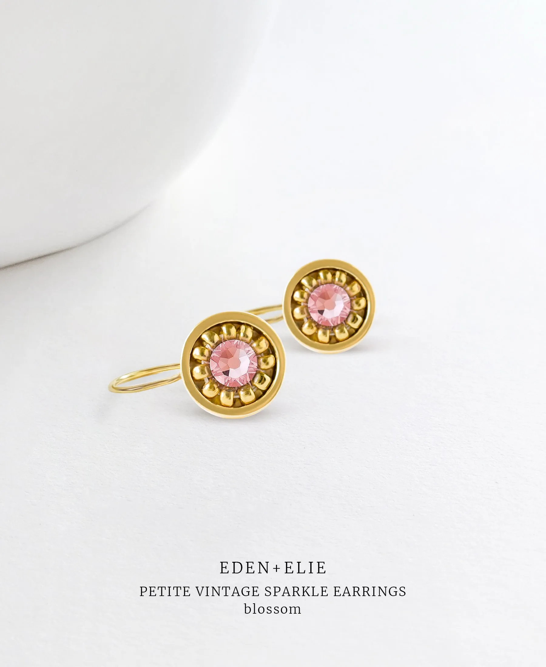 EDEN   ELIE Petite Vintage Sparkle drop earrings - Blossom Pink