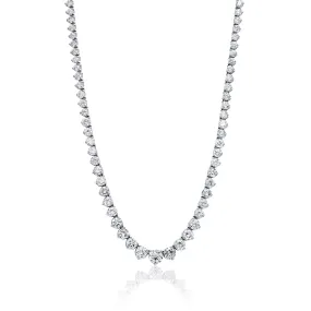 Elaine 11 Carat Round Brilliant Diamond Riviera Graduated Necklace in 14 Karat White Gold For Ladies By Mike Nekta