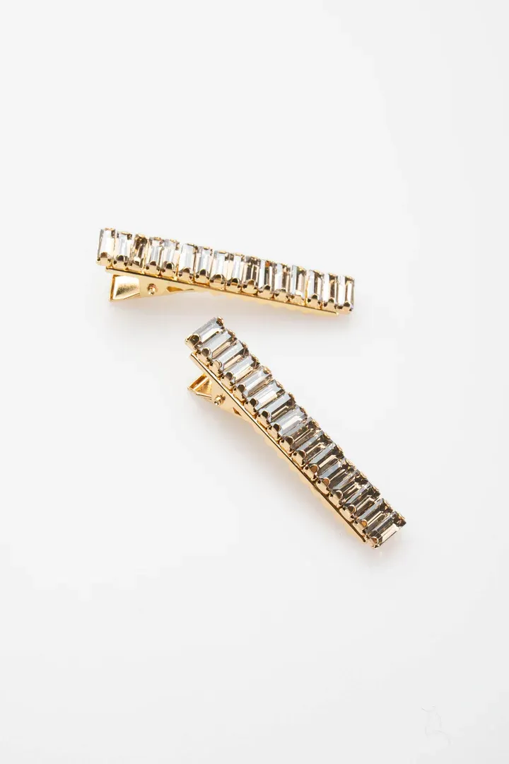 Elyse Solid Crystal Hair Clip Pair