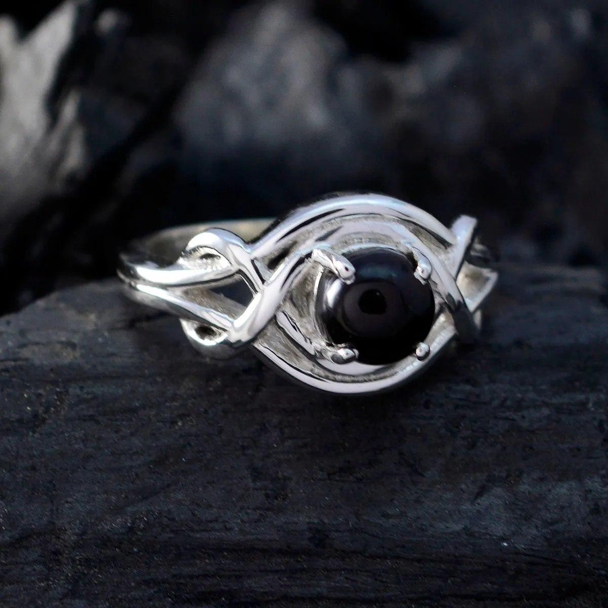 Excellent Gem Black Onyx 925 Sterling Silver Ring Infinity Jewelry