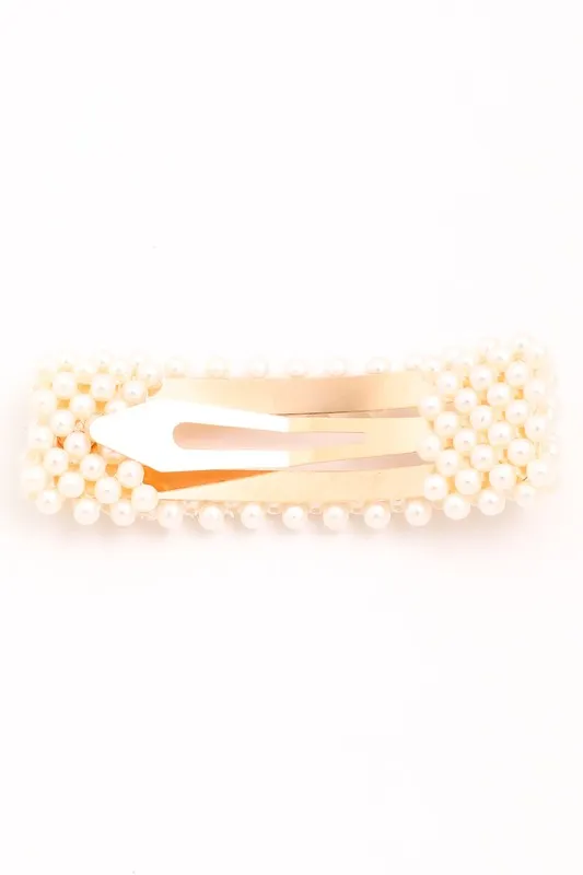 Faux Pearl Squared Hair Clip