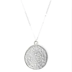 Finished Jewelry-Simple-Phaistos Disc Silver Pendant Necklace-18 Inches