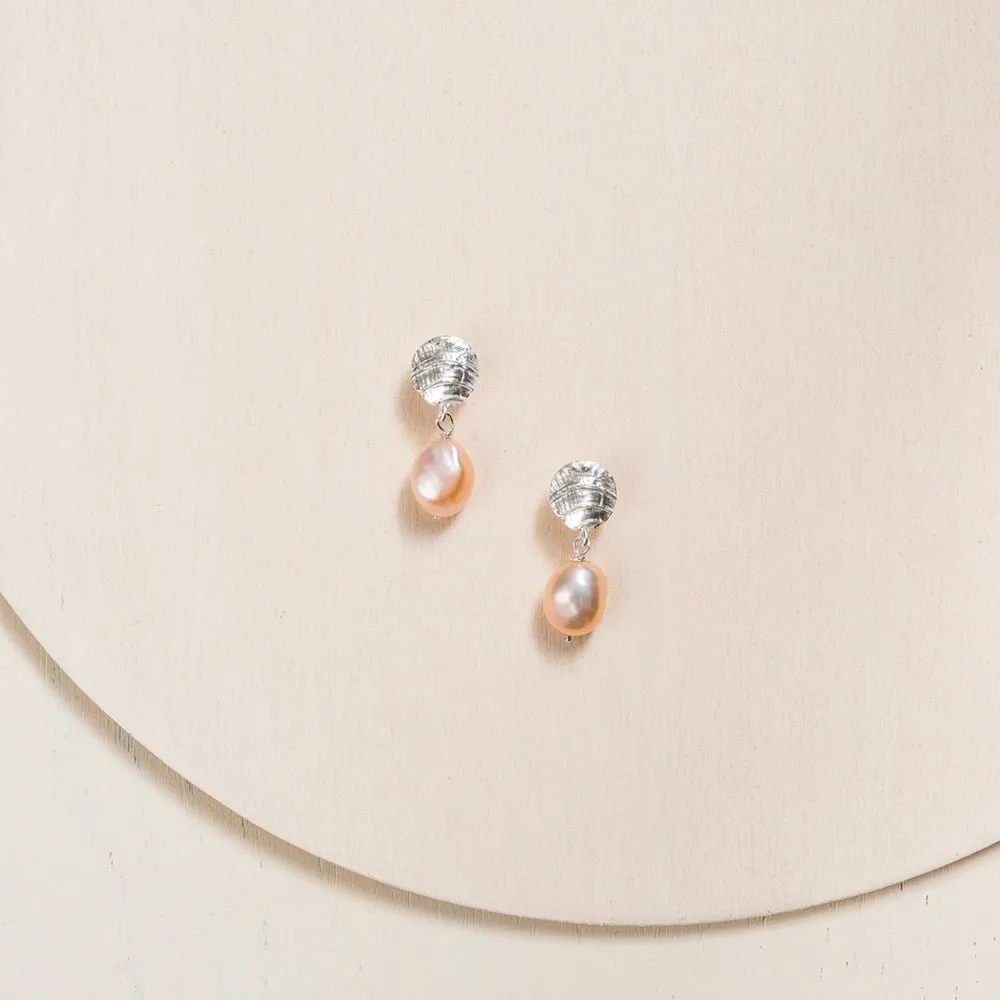 Fossil Baroque Pearl Drop Earrings- Peach