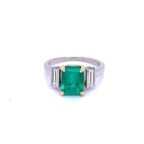 GIA Colombian Emerald and Diamond Ring