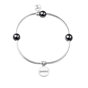 Godchild | Soft Bangle Charm Bracelet | Hematite