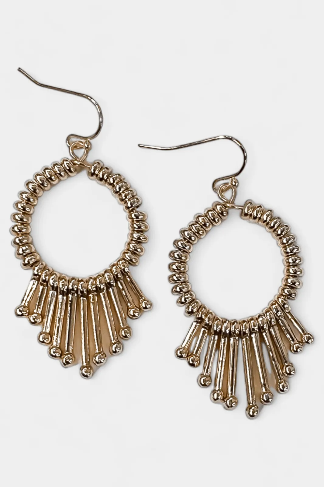 Gold Accent Bar Circle Earrings