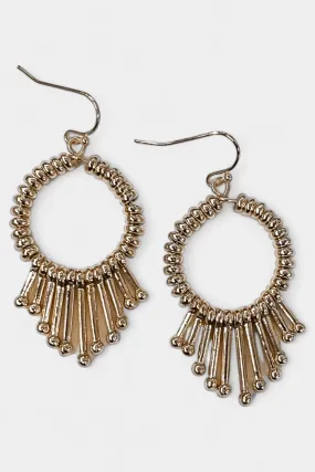 Gold Accent Bar Circle Earrings