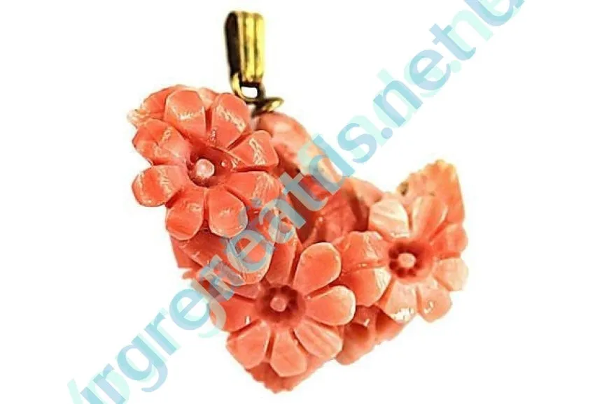 Gold & Hand-Carved Coral Pendant