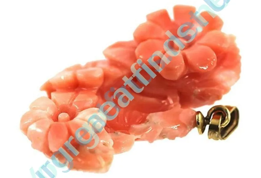 Gold & Hand-Carved Coral Pendant