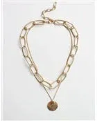 Gold Chain with Coin Layered Necklace