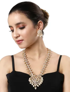 Gold Plated Kundan Necklace with Agate and Pearls