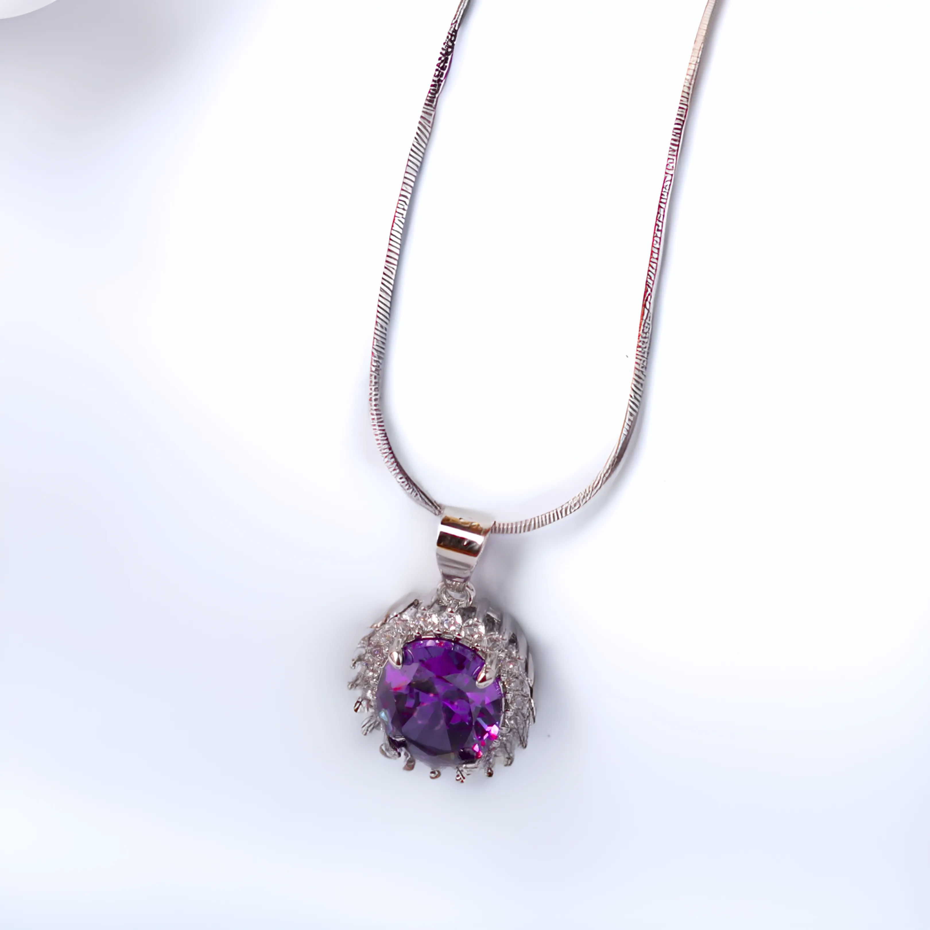 G.Silver Lavender Stone Pendant.