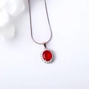 G.Silver Red Stone Pendant.