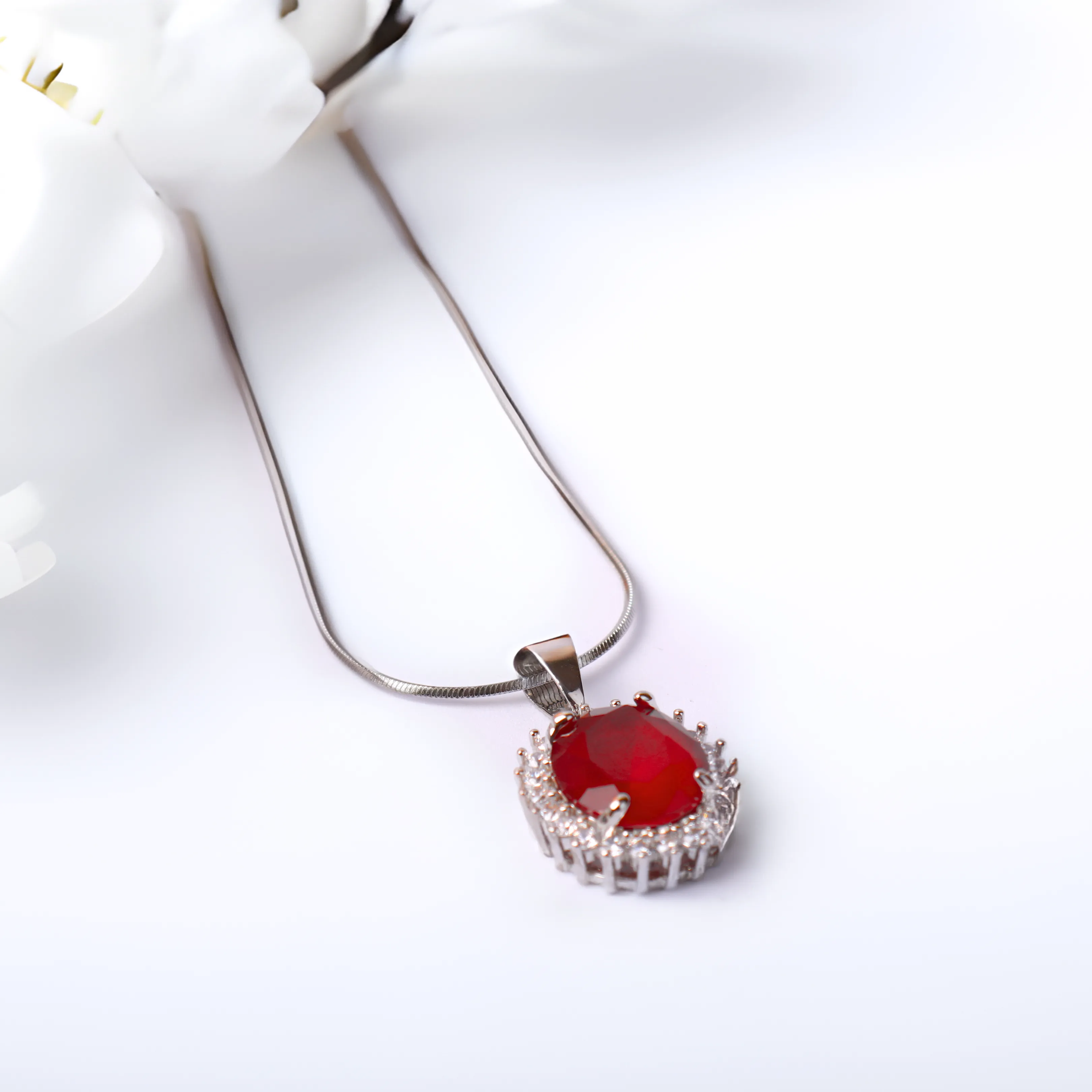 G.Silver Red Stone Pendant.