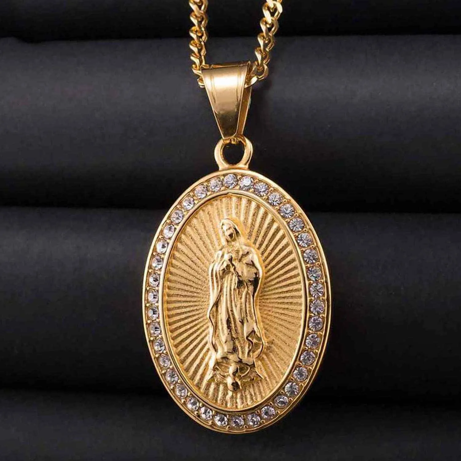 Elegant Guadalupe Pendant Necklace - Sacred Religious Jewelry with Intricate Detailing