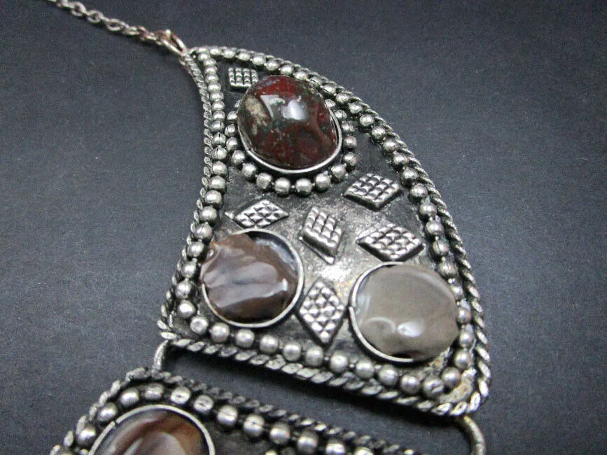 Gypsy Stones Necklace Antiqued River Agate Handcrafted In India Festival Gipsy Jewelry Banjara