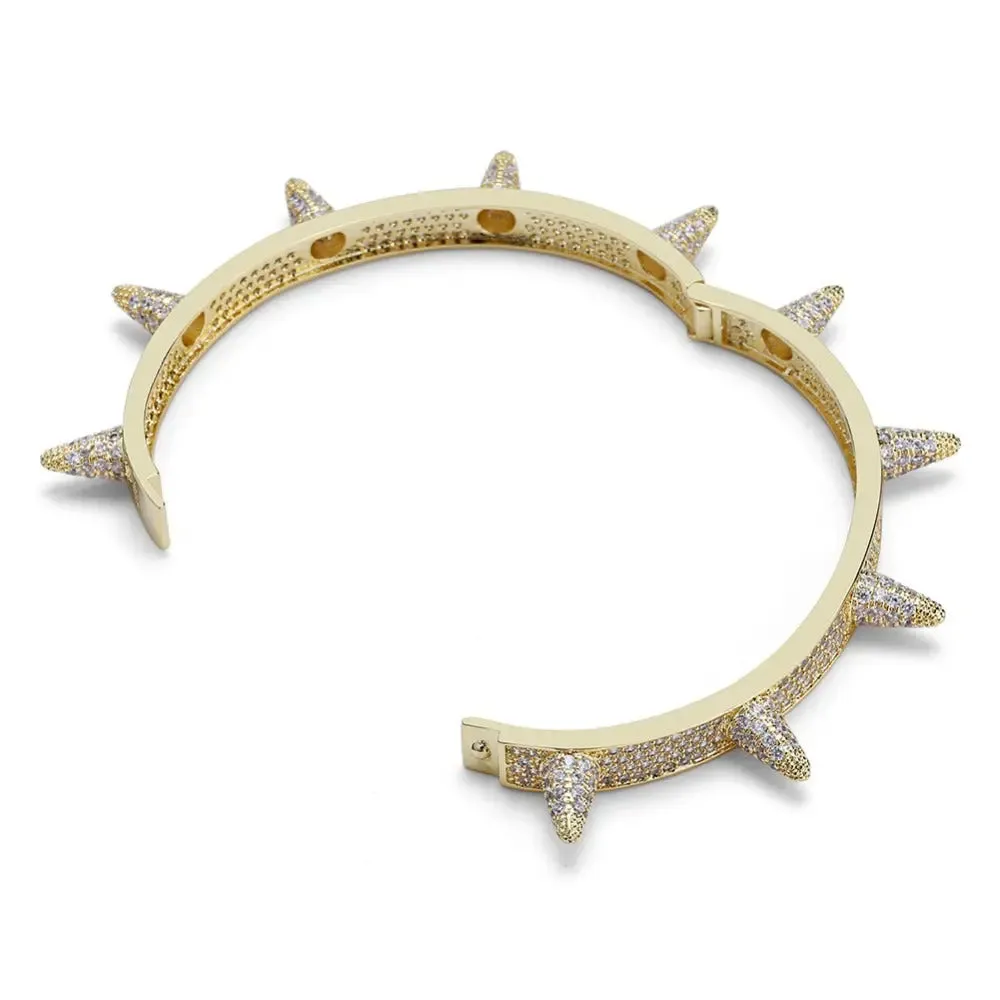 Iced Spike Bracelet in Yellow Gold