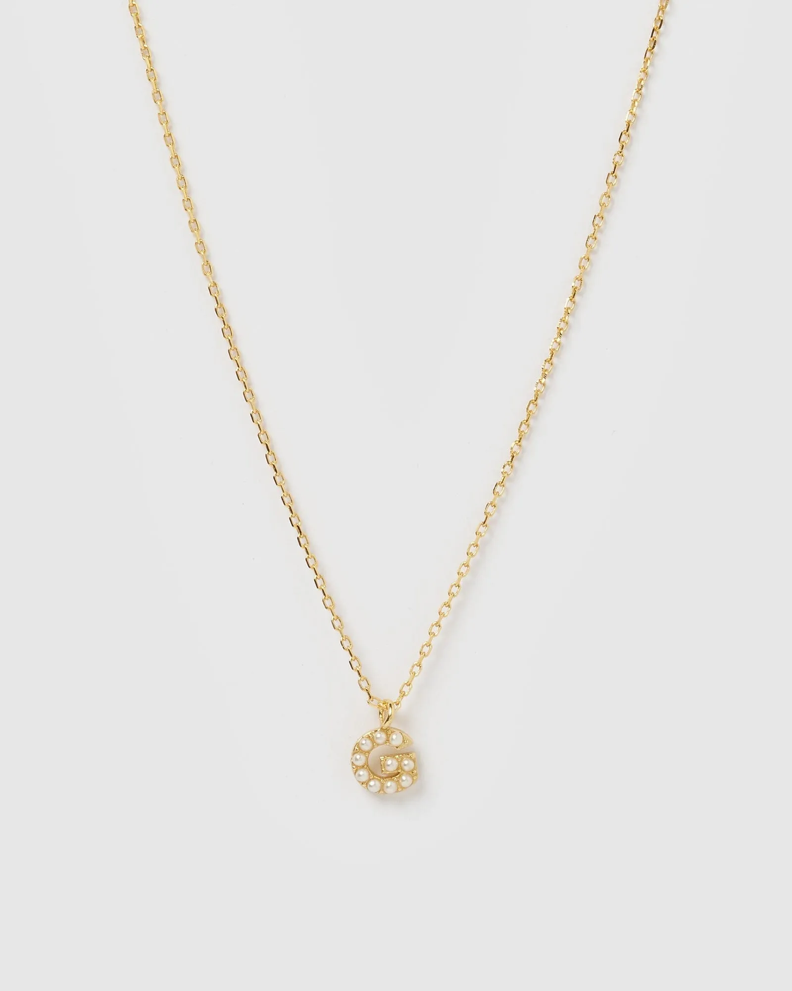 Izoa Pearl Letter G Necklace Gold