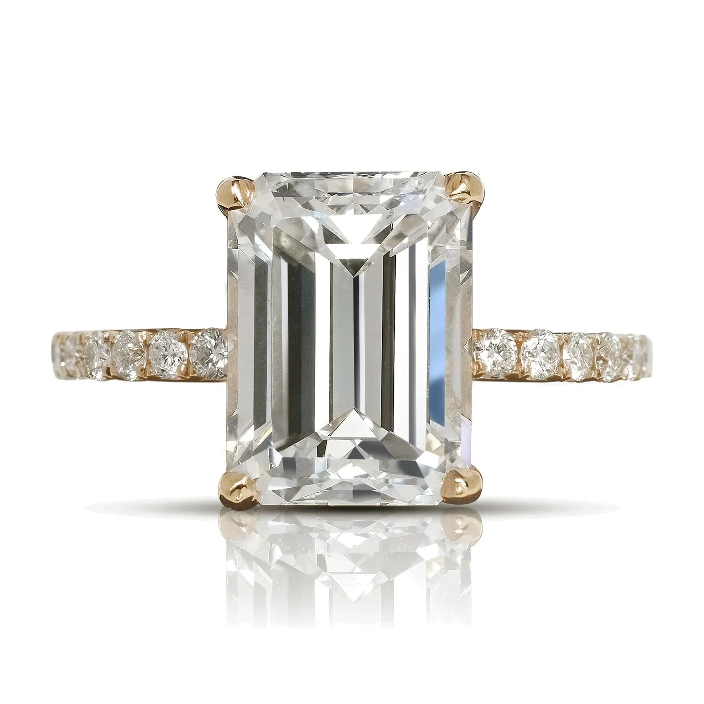 KENNEDY 4 CARAT EMERALD CUT D COLOR VVS2 CLARITY DIAMOND ENGAGEMENT RING 18K ROSE GOLD GIA CERTIFIED 4 CT D VVS2 BY MIKE NEKTA