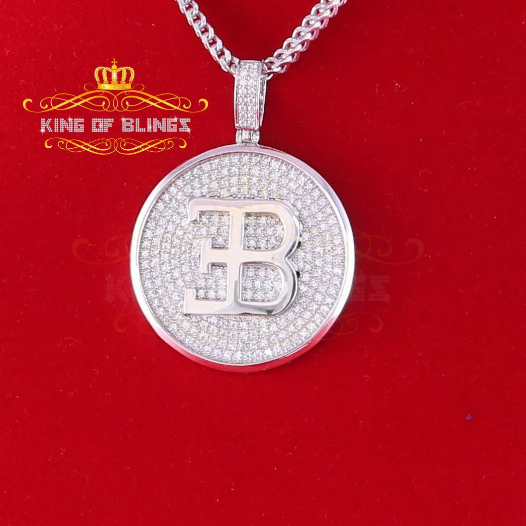 King Of Bling's White Sterling Silver Numeric BE Letter Pendant with 3.04ct Cubic Zirconia Stone