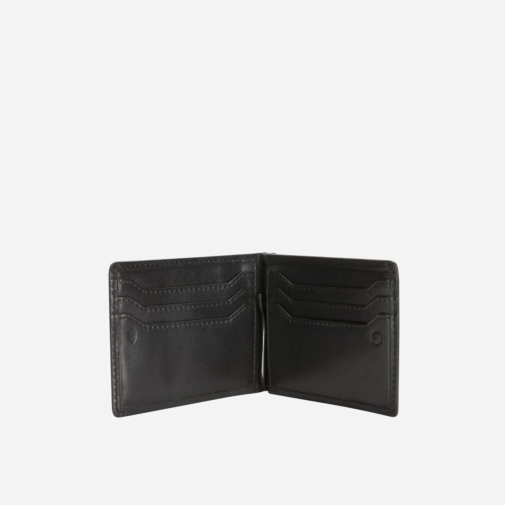 Leather Money Clip Wallet, Black