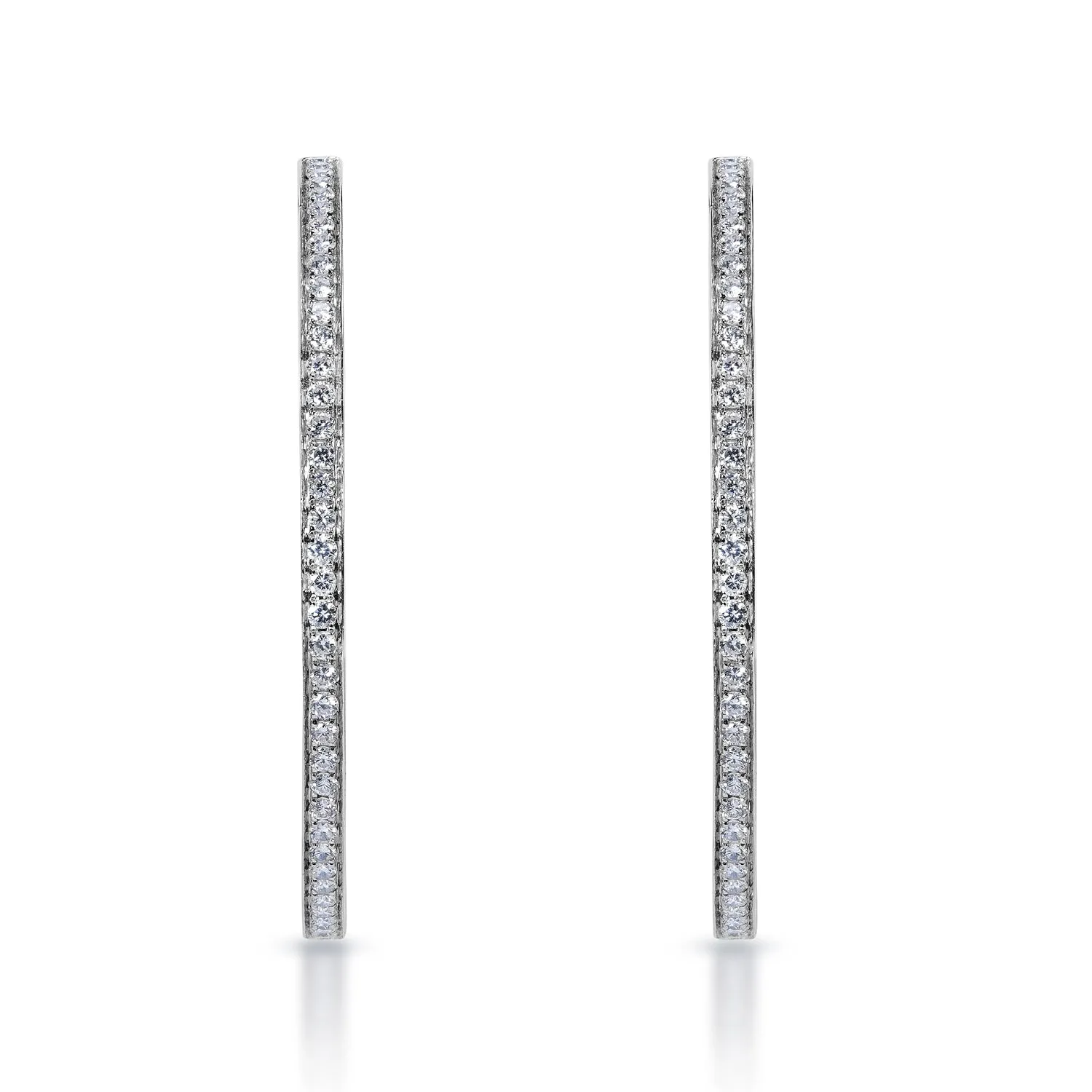 Litzy 2 Carats Round Brilliant Diamond Hoop Earrings in 14k White Gold