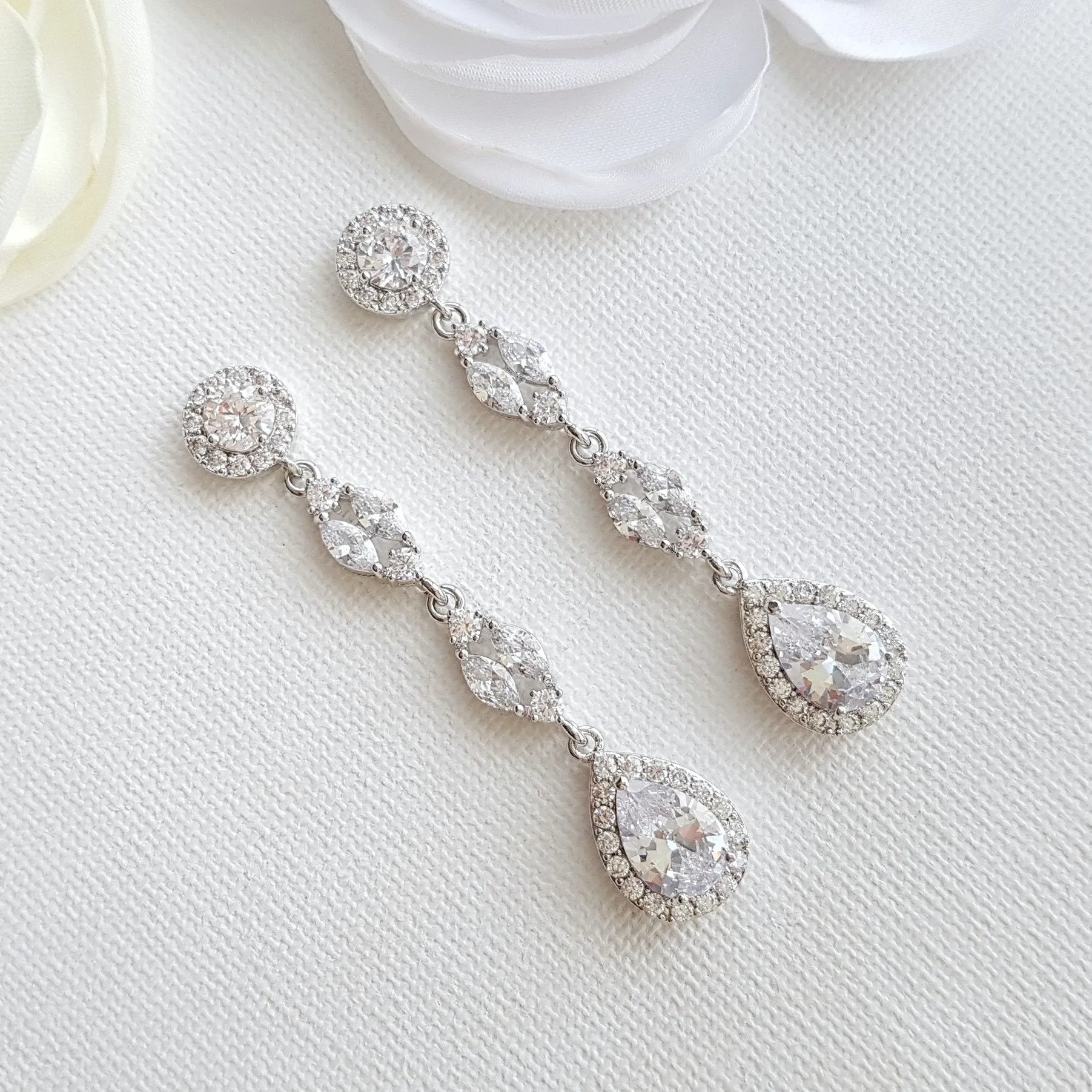 Long Crystal Earrings-Hayley