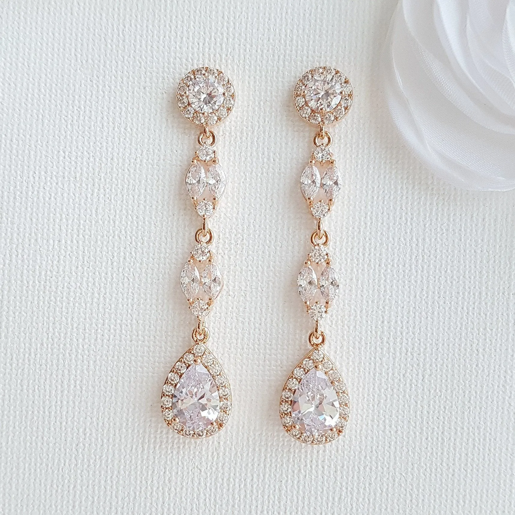 Long Crystal Earrings-Hayley