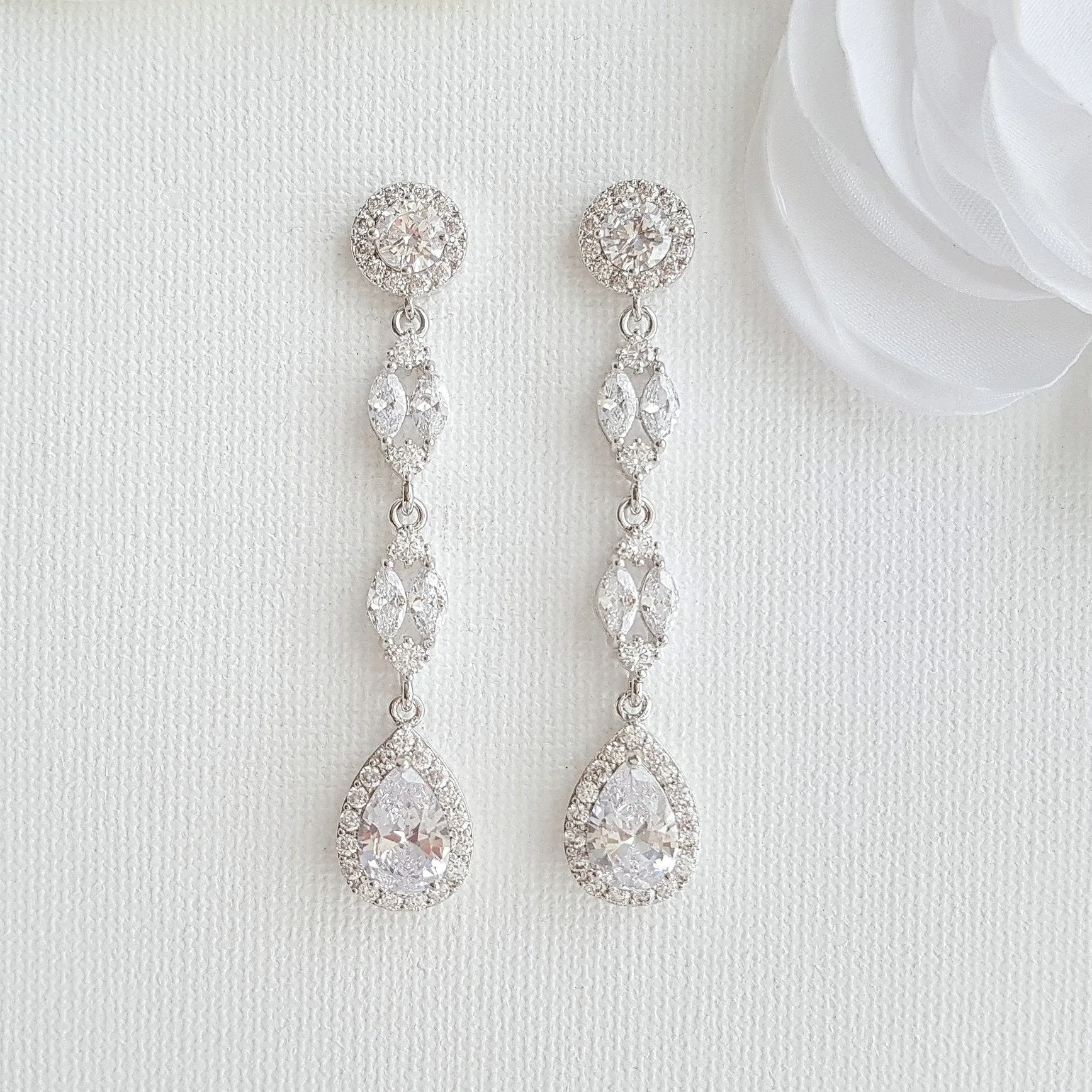 Long Crystal Earrings-Hayley