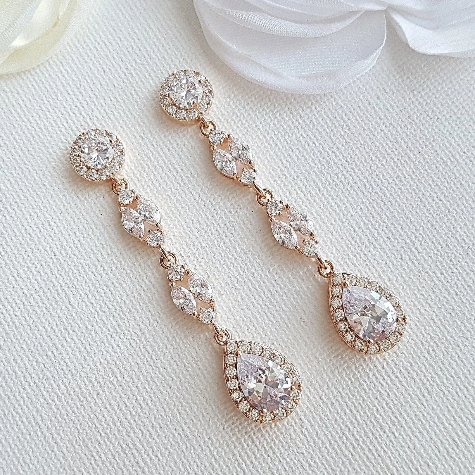 Long Crystal Earrings-Hayley