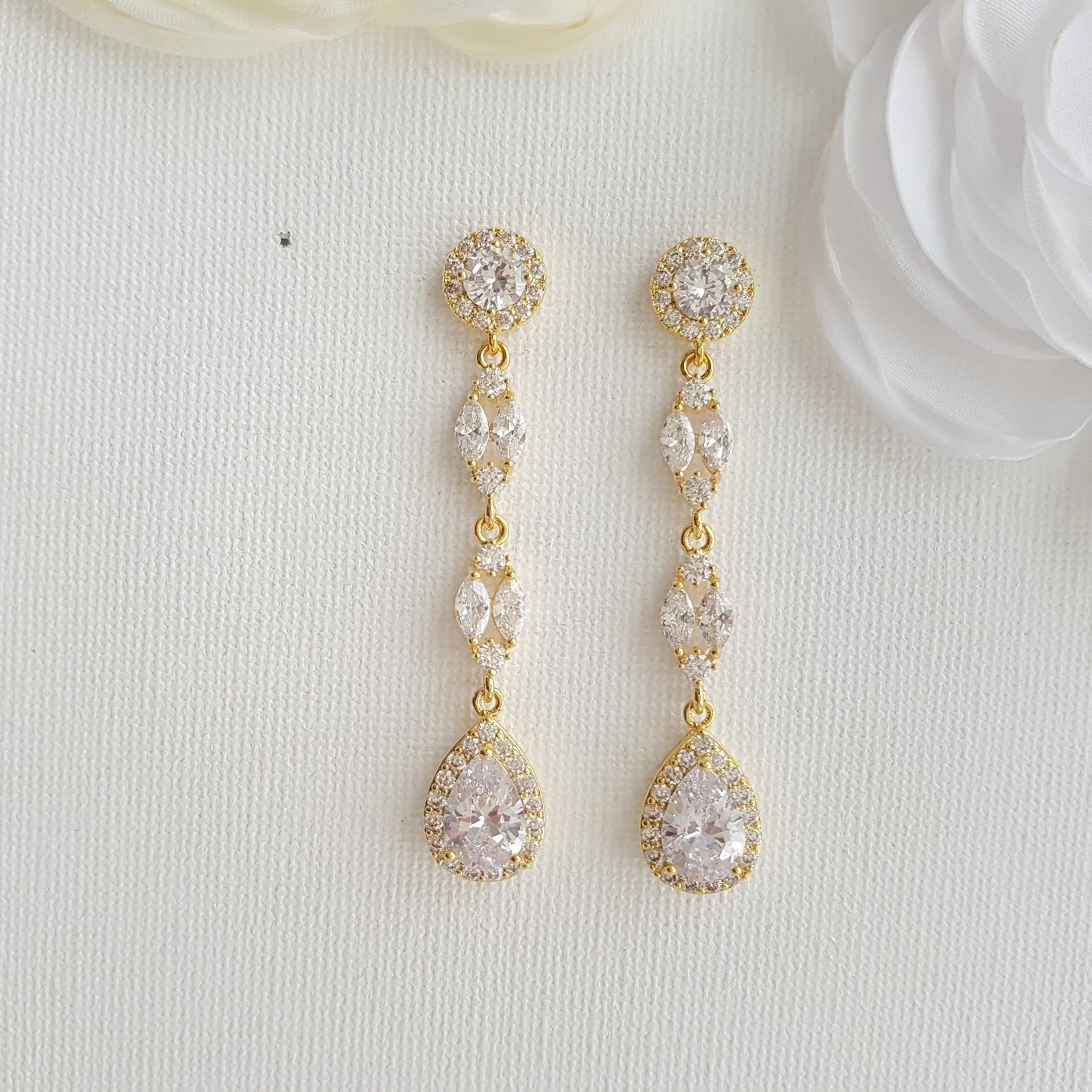 Long Crystal Earrings-Hayley