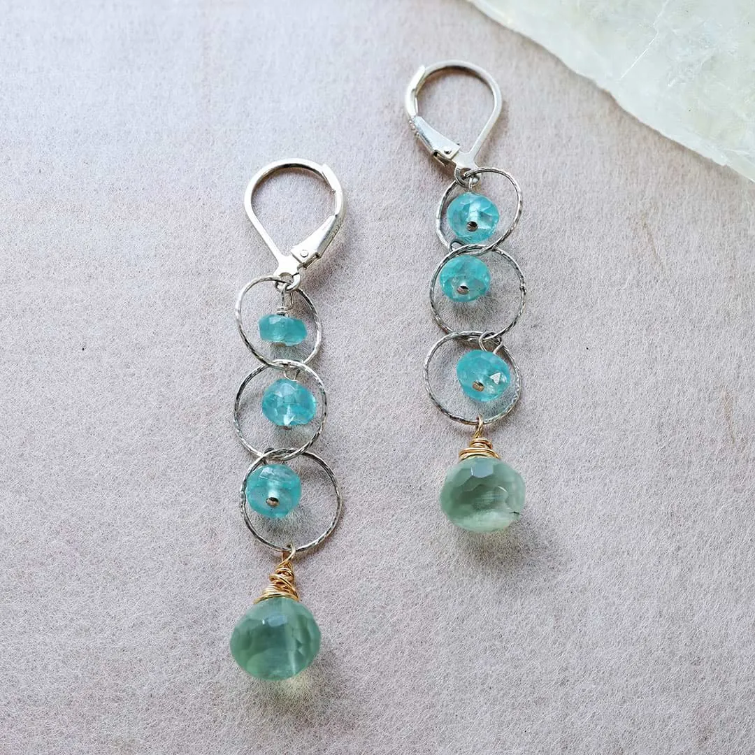 Melia - Apatite and Prehnite Sterling Silver Drop Earrings