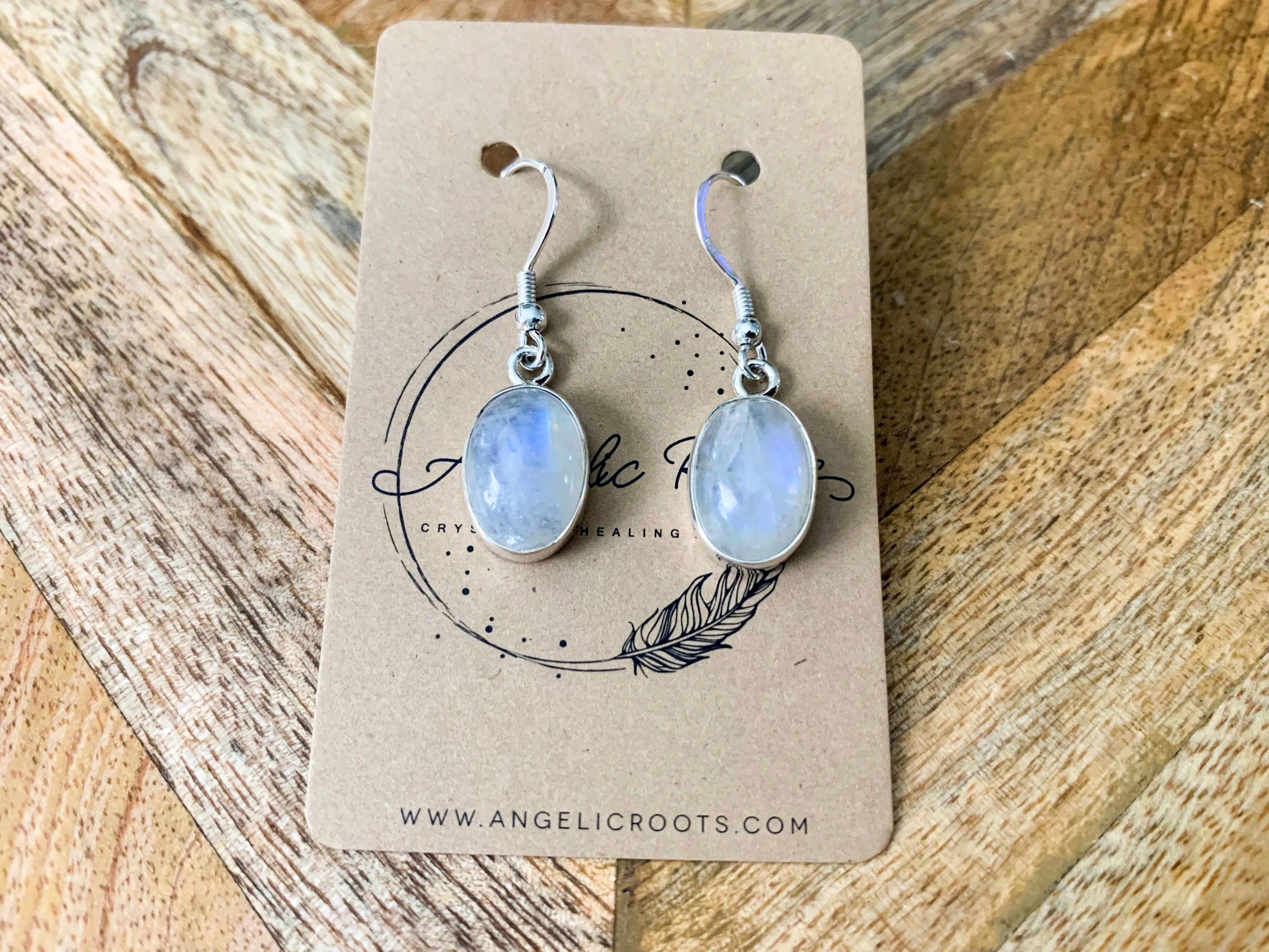 Moonstone Oval Drop Earrings