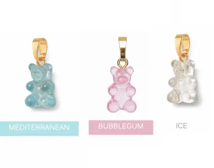 Nostalgia Bear Translucent Pendant, Gold Connector